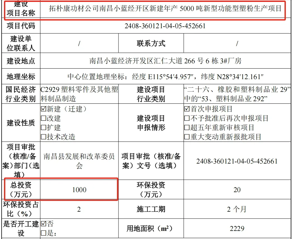 总投资1000万元！新建年产5000吨新型功能型塑粉生产项目